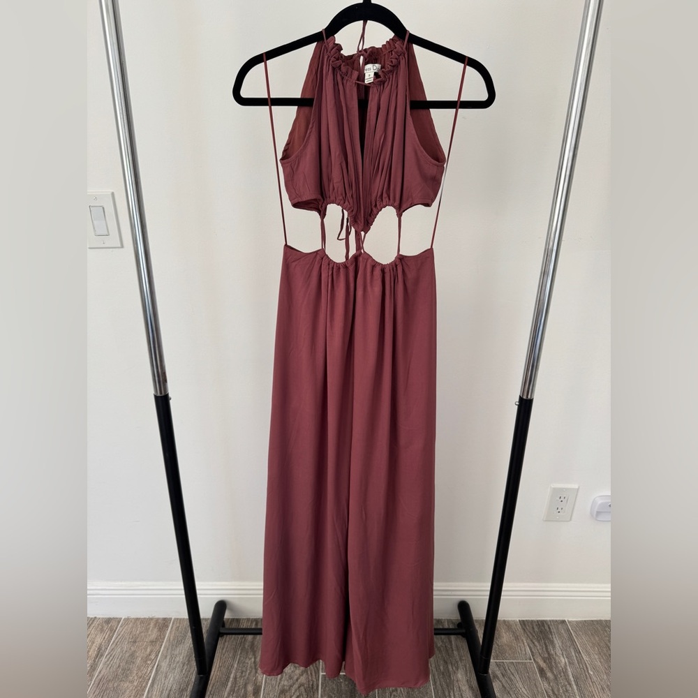 Dusty Brick Maxi Cut Out Dress - Picture 4 of 10